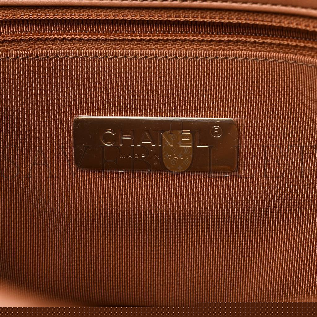 Ch*el master lambskin quilted medium Ch*el 19 flap brown as1160 (26*16*9cm)